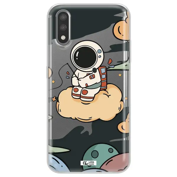 a cartoon astronaut sitting on a cloud Samsung A01 Clear TPU Case