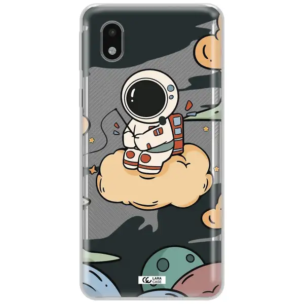 A Cartoon Astronaut Sitting On A Cloud Samsung A01 Core Clear Tpu Case