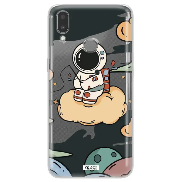 a cartoon astronaut sitting on a cloud Samsung A10S Clear TPU Case