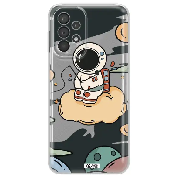 A Cartoon Astronaut Sitting On A Cloud Samsung A23 5G Clear Tpu Case