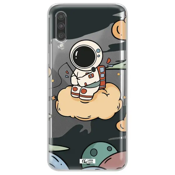 a cartoon astronaut sitting on a cloud Samsung A30S Clear TPU Case