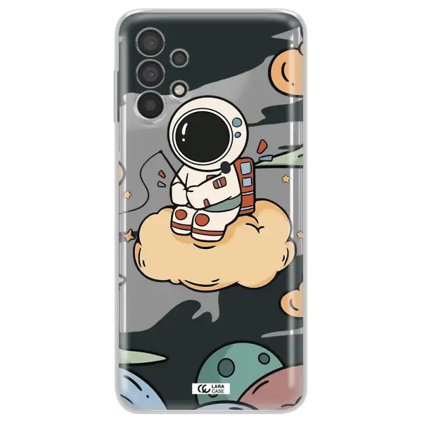 A Cartoon Astronaut Sitting On A Cloud Samsung A32 4G Clear Tpu Case