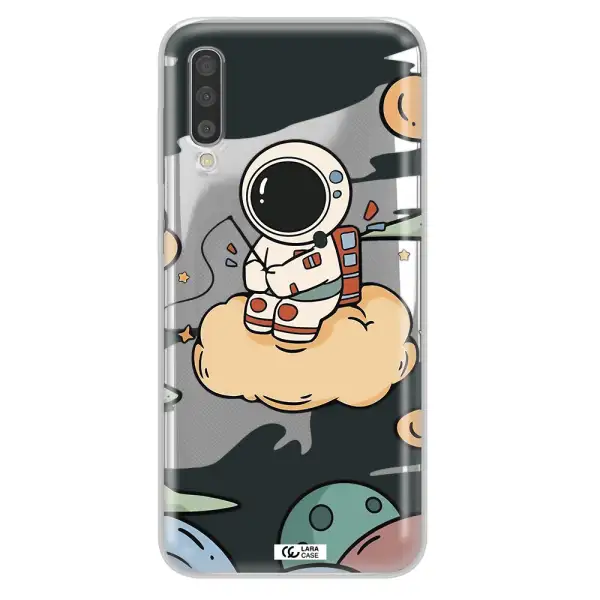 A Cartoon Astronaut Sitting On A Cloud Samsung A50S Clear Tpu Case