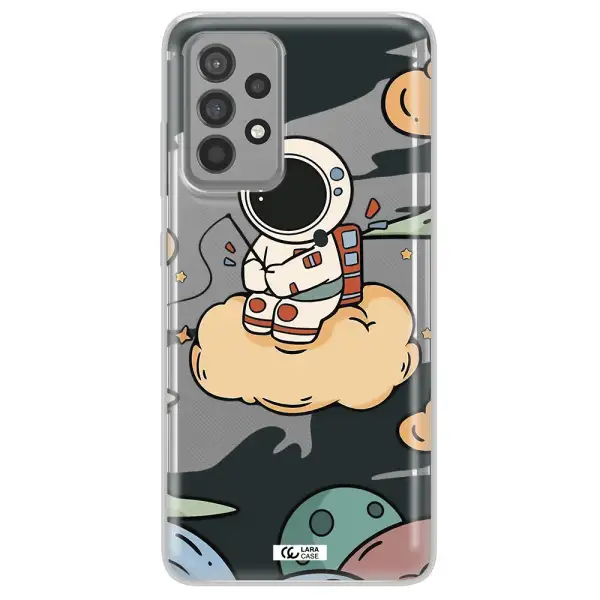 a cartoon astronaut sitting on a cloud Samsung A52 Clear TPU Case