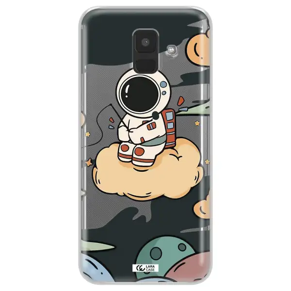 a cartoon astronaut sitting on a cloud Samsung A6 Clear TPU Case