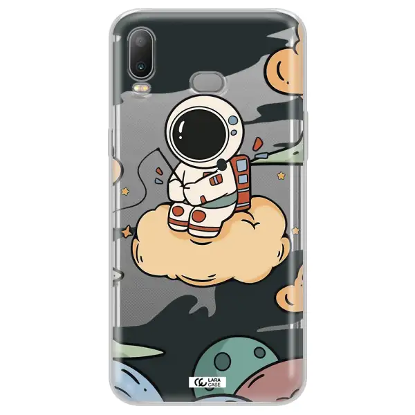a cartoon astronaut sitting on a cloud Samsung A6S Clear TPU Case