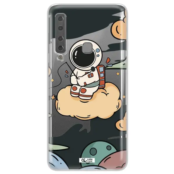 a cartoon astronaut sitting on a cloud Samsung A9 2018 Clear TPU Case