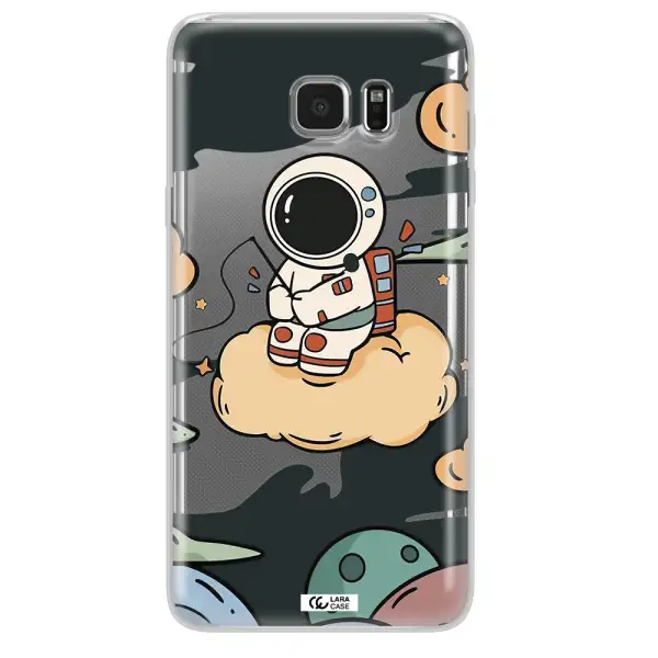 a cartoon astronaut sitting on a cloud Samsung Note 5 Clear TPU Case