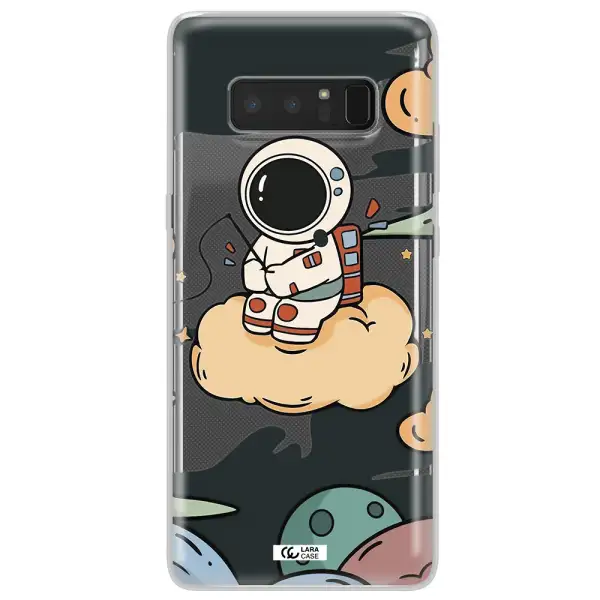 a cartoon astronaut sitting on a cloud Samsung Note 8 Clear TPU Case