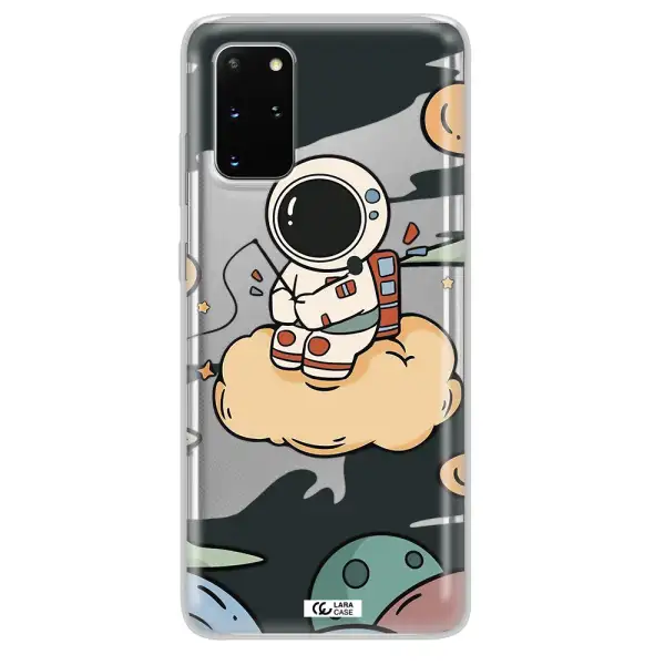 a cartoon astronaut sitting on a cloud Samsung S 20 Plus Clear TPU Case