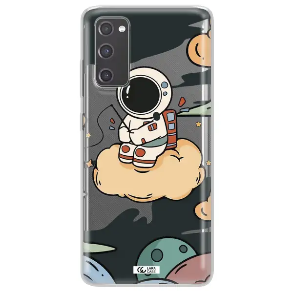 a cartoon astronaut sitting on a cloud Samsung S20 Fe Clear TPU Case