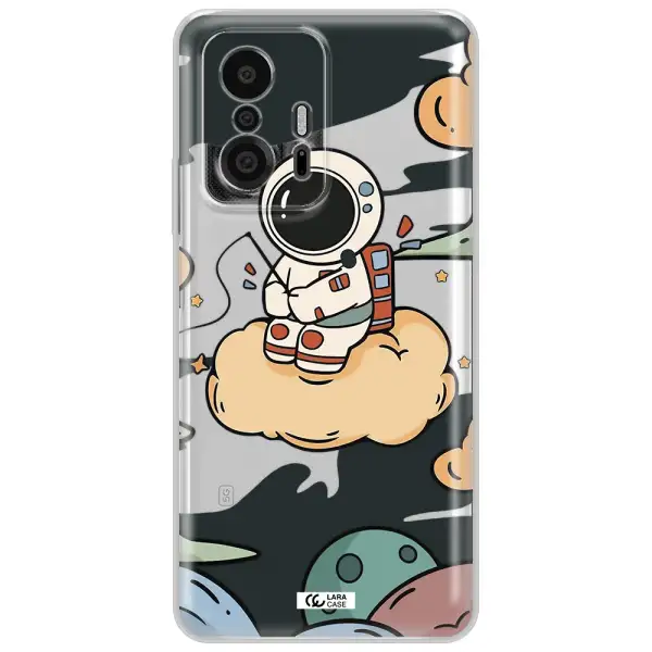 A Cartoon Astronaut Sitting On A Cloud Xiaomi 11T Pro Clear Tpu Case