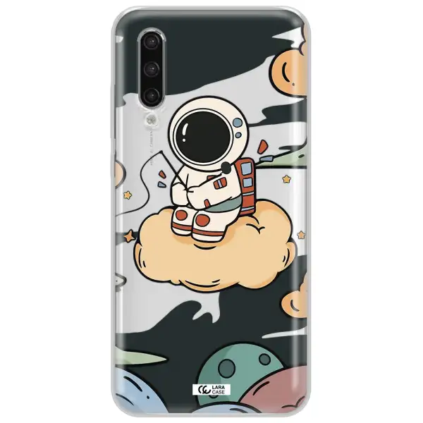 A Cartoon Astronaut Sitting On A Cloud Xiaomi Mi 9 Lite Clear Tpu Case