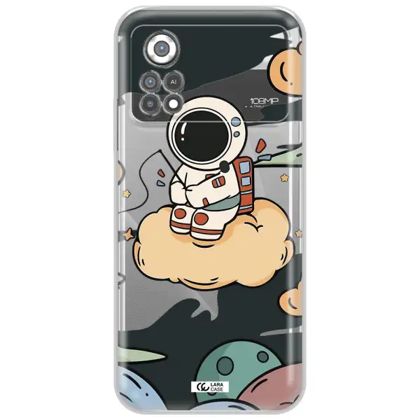 a cartoon astronaut sitting on a cloud Xiaomi Poco X4 Pro Clear TPU Case