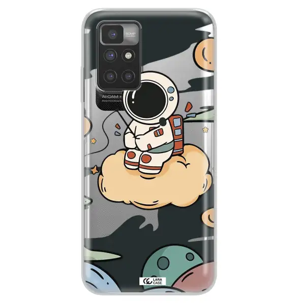 a cartoon astronaut sitting on a cloud Xiaomi Redmi 10 Clear TPU Case