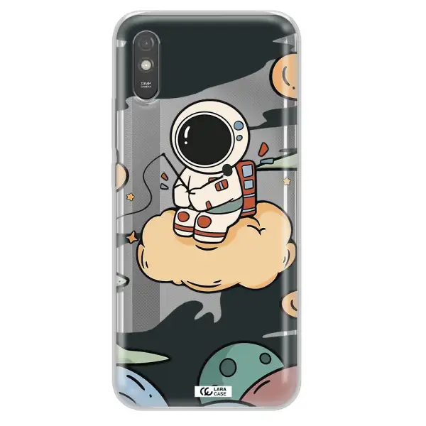 a cartoon astronaut sitting on a cloud Xiaomi Redmi 9A Clear TPU Case