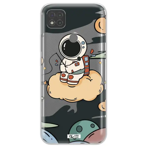 a cartoon astronaut sitting on a cloud Xiaomi Redmi 9C Clear TPU Case