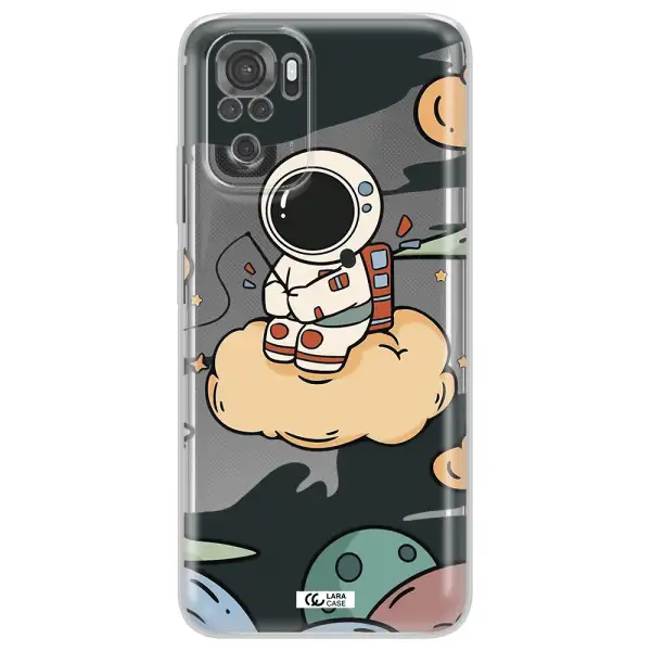 A Cartoon Astronaut Sitting On A Cloud Xiaomi Redmi Note 10S Clear Tpu Case