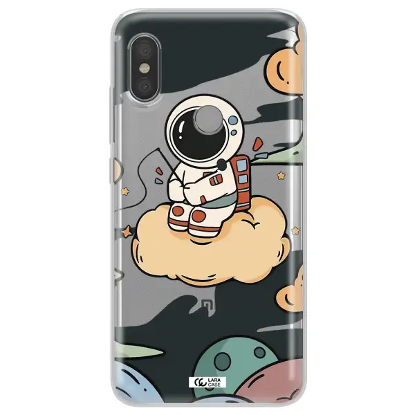 a cartoon astronaut sitting on a cloud Xiaomi Redmi Note 6 Pro Clear TPU Case