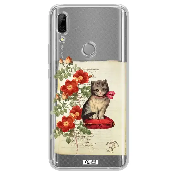 a cat on a pillow with flowers Huawei P Smart Z Clear TPU Case