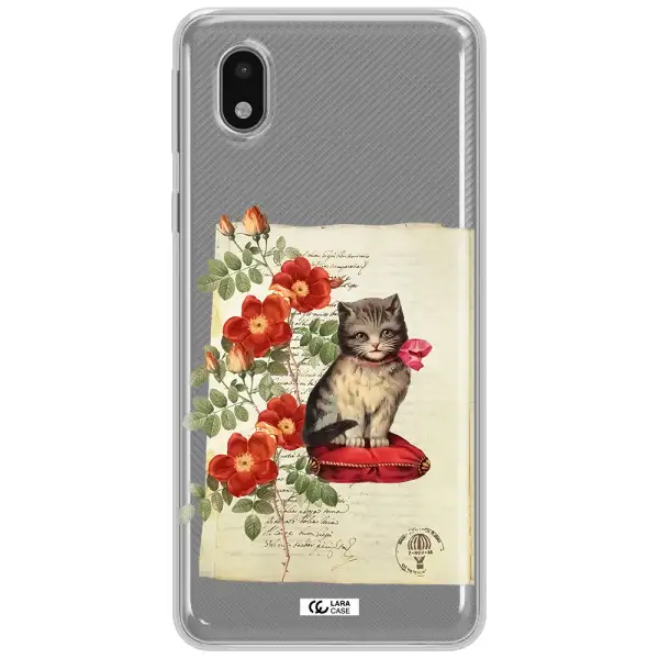 A Cat On A Pillow With Flowers Samsung A01 Core Clear Tpu Case