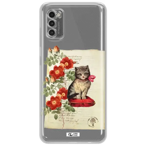 A Cat On A Pillow With Flowers Samsung A41 Clear Tpu Case