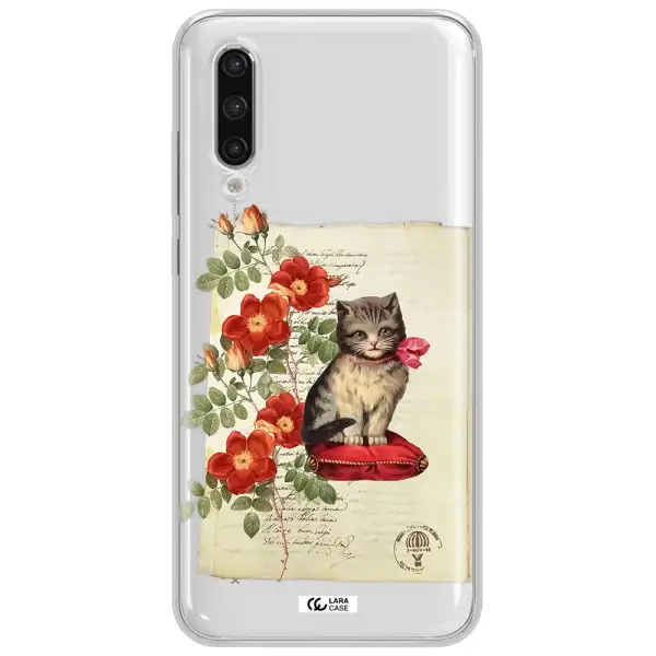 A Cat On A Pillow With Flowers Xiaomi Mi 9 Lite Clear Tpu Case