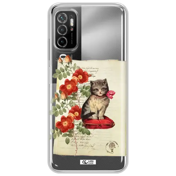 A Cat On A Pillow With Flowers Xiaomi Poco M4 Pro 5G Clear Tpu Case