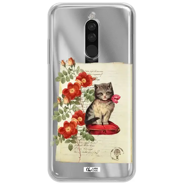 A Cat On A Pillow With Flowers Xiaomi Redmi 8 Clear Tpu Case