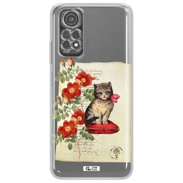 A Cat On A Pillow With Flowers Xiaomi Redmi Note 11S Clear Tpu Case