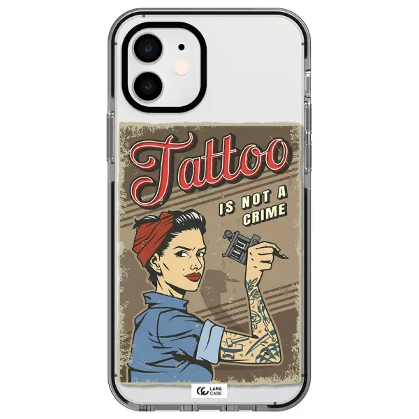 a woman with tattoo on her arm Apple iPhone 11 impact black border Case