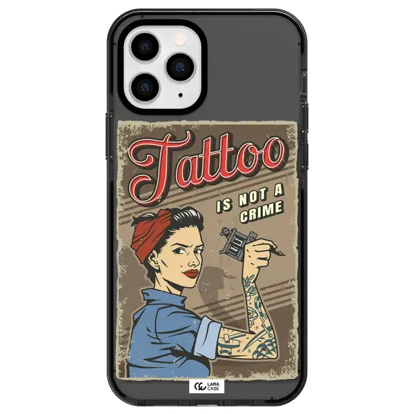 a woman with tattoo on her arm Apple iPhone 11 pro impact Smoke Black Case