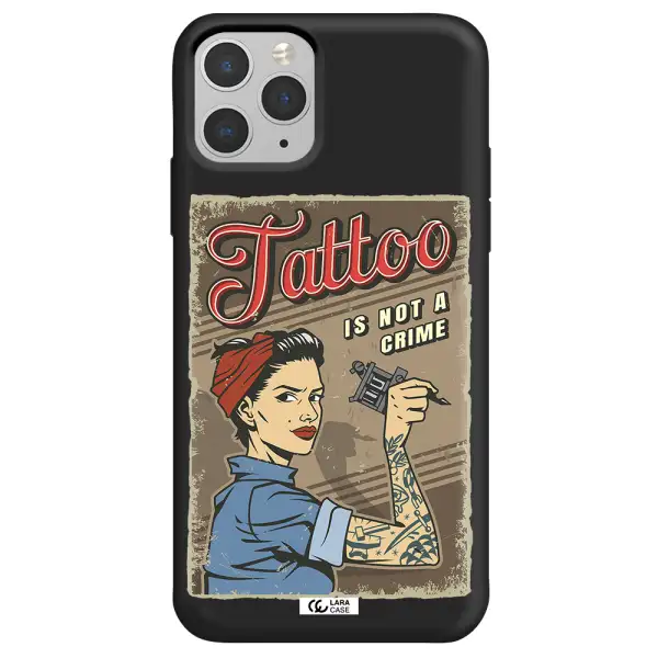 a woman with tattoo on her arm Apple iPhone 11 pro max Silicone black Case