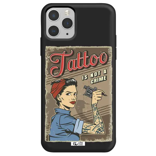 a woman with tattoo on her arm Apple iPhone 11 pro Silicone black Case