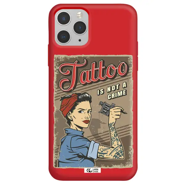 a woman with tattoo on her arm Apple iPhone 11 pro Silicone Imperial Red Case