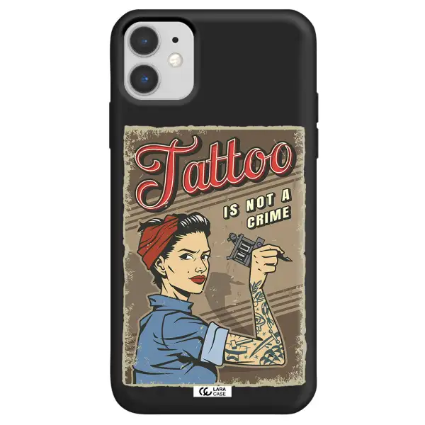 a woman with tattoo on her arm Apple iPhone 11 Silicone black Case