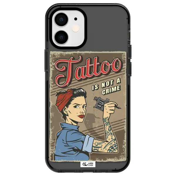 a woman with tattoo on her arm Apple iPhone 12 mini impact Smoke Black Case