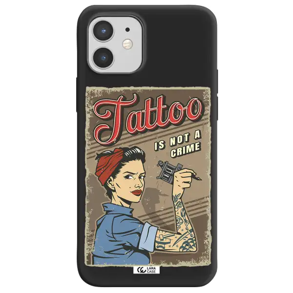 a woman with tattoo on her arm Apple iPhone 12 mini Silicone black Case