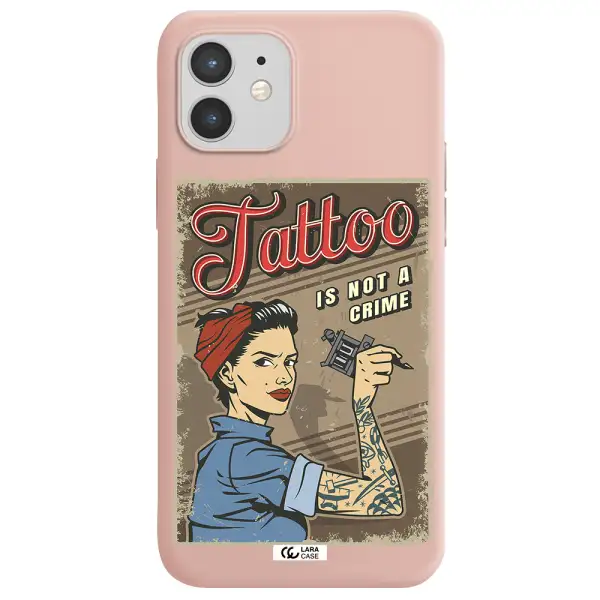 a woman with tattoo on her arm Apple iPhone 12 mini Silicone pastel pink Case