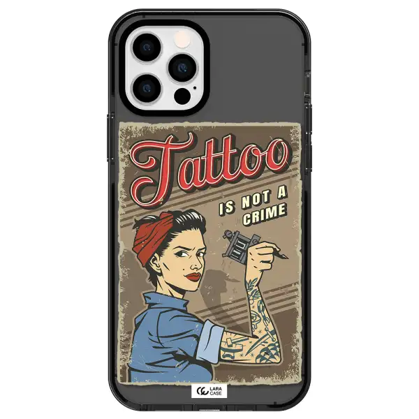 a woman with tattoo on her arm Apple iPhone 12 pro impact Smoke Black Case