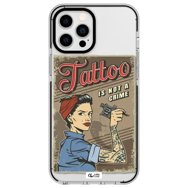 a woman with tattoo on her arm Apple iPhone 12 pro max impact black border Case