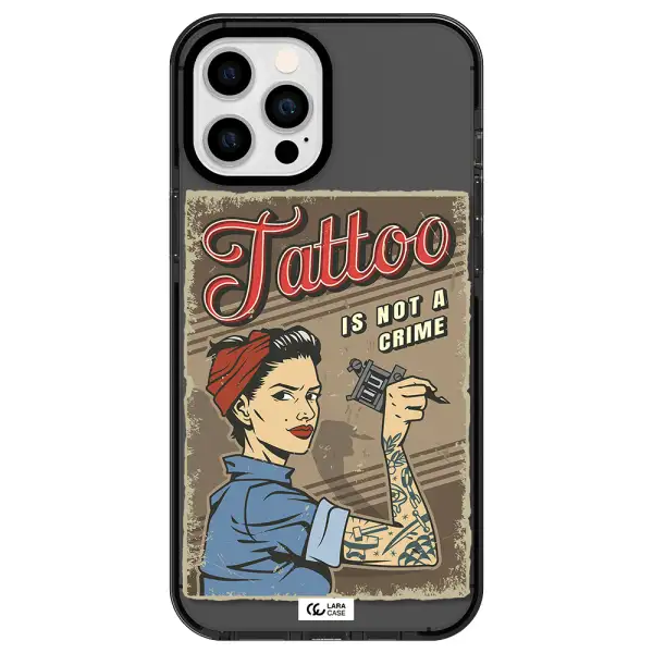 a woman with tattoo on her arm Apple iPhone 12 pro max impact Smoke Black Case
