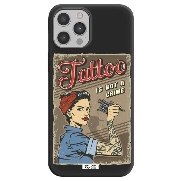 a woman with tattoo on her arm Apple iPhone 12 pro max Silicone black Case
