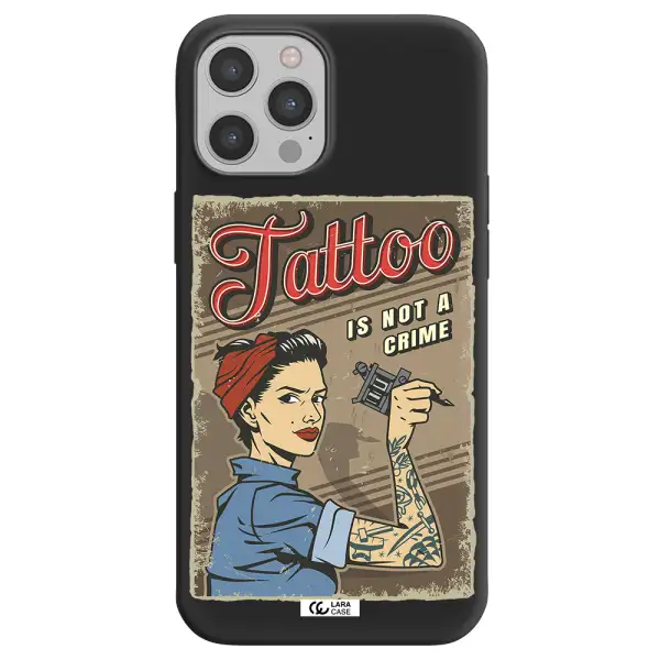 a woman with tattoo on her arm Apple iPhone 12 pro Silicone black Case