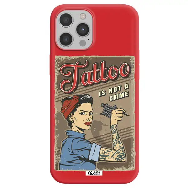 a woman with tattoo on her arm Apple iPhone 12 pro Silicone Imperial Red Case