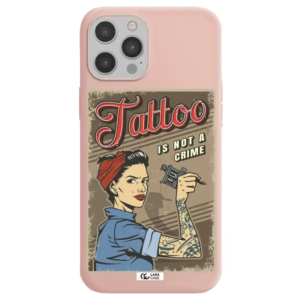 a woman with tattoo on her arm Apple iPhone 12 pro Silicone pastel pink Case