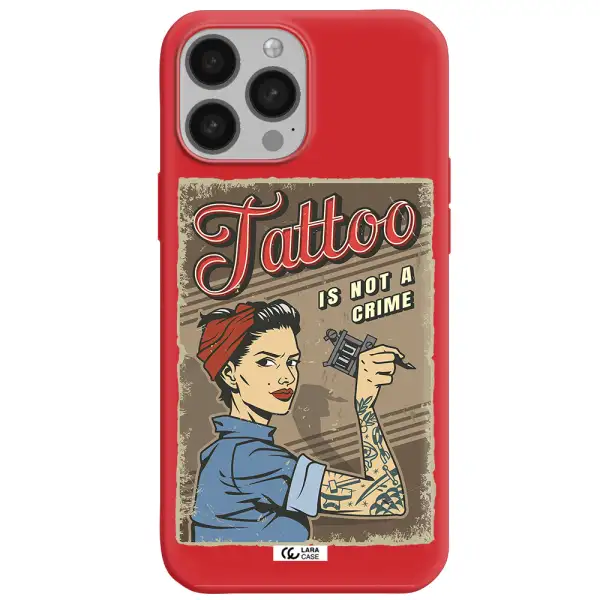 a woman with tattoo on her arm Apple iPhone 13 Pro Max Silicone Imperial Red Case