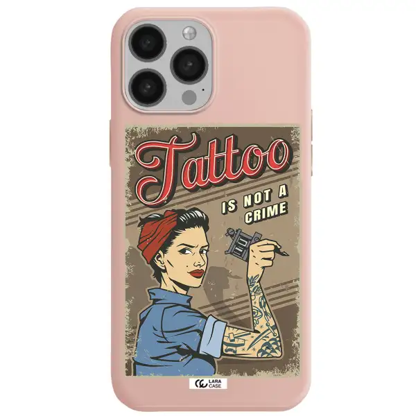 a woman with tattoo on her arm Apple iPhone 13 Pro Silicone pastel pink Case