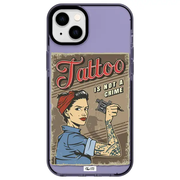 a woman with tattoo on her arm Apple iPhone 14 plus impact Lilac Case