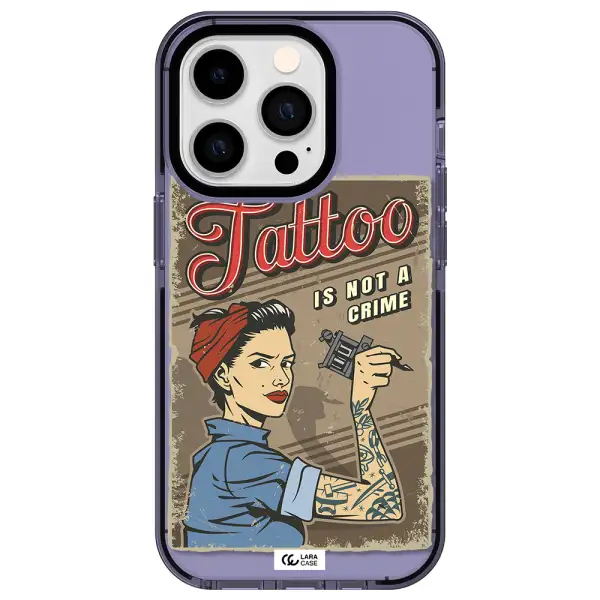 a woman with tattoo on her arm Apple iPhone 14 pro impact Lilac Case